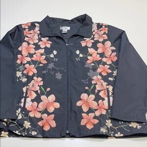 D&D Lifestyle Womens 2X Black Floral Coat